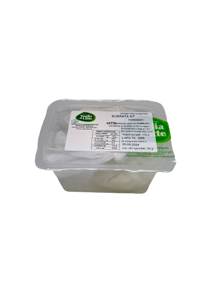 Burrata italiana artesanal sin nudo 330 g – queso fresco de Puglia
