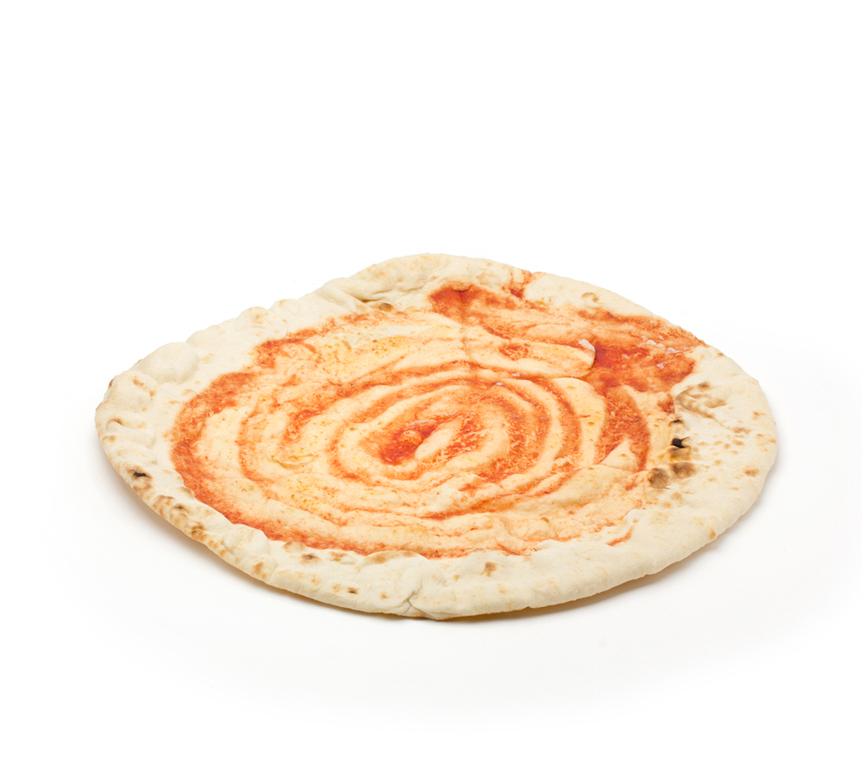 base pizza rossa napolitana de 33 cm cocida en horno de piedra lista para personalizar